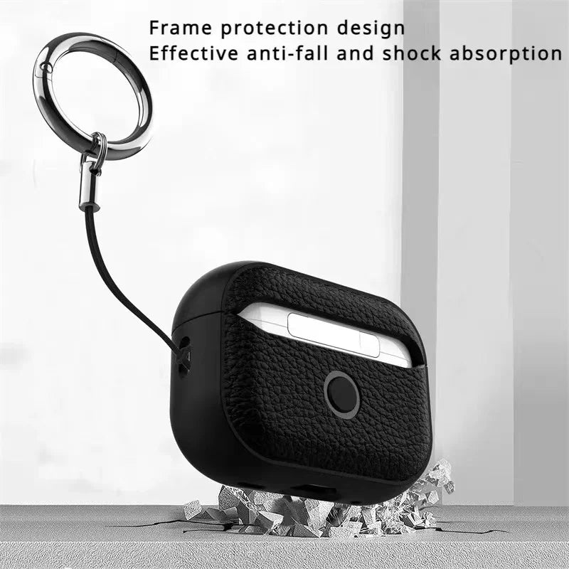Litchi Leather Case For AirPods 4 3 2 1 Business Earphones Cases For Apple AirPods Pro 1st 2nd Gen Cover Headset Shell With Hook