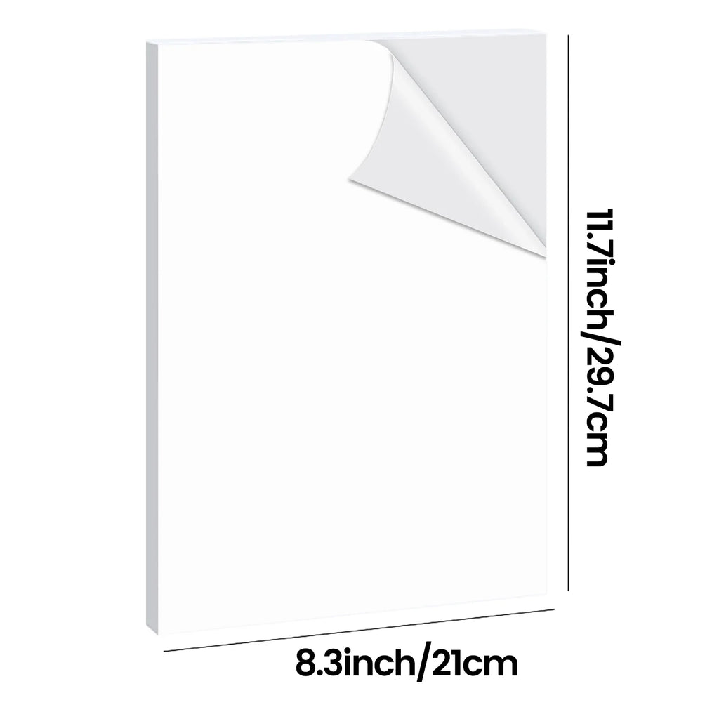 A4 Size Matte White Printable Vinyl Sticker Paper 8.3×11.7 inch Self-Adhesive Inkjet Compatible Tear-Resistant Labeling Paper