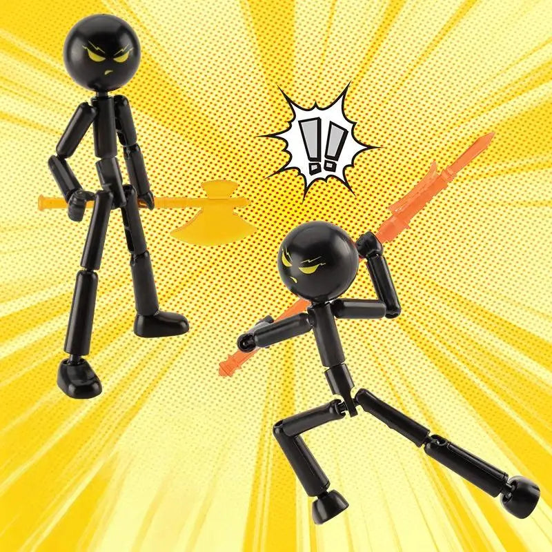 1 Set Novelty Action Figure Stickman Assembled Robot Movable Multi-jointed Stickman Toy 3d Printing Mannequin
