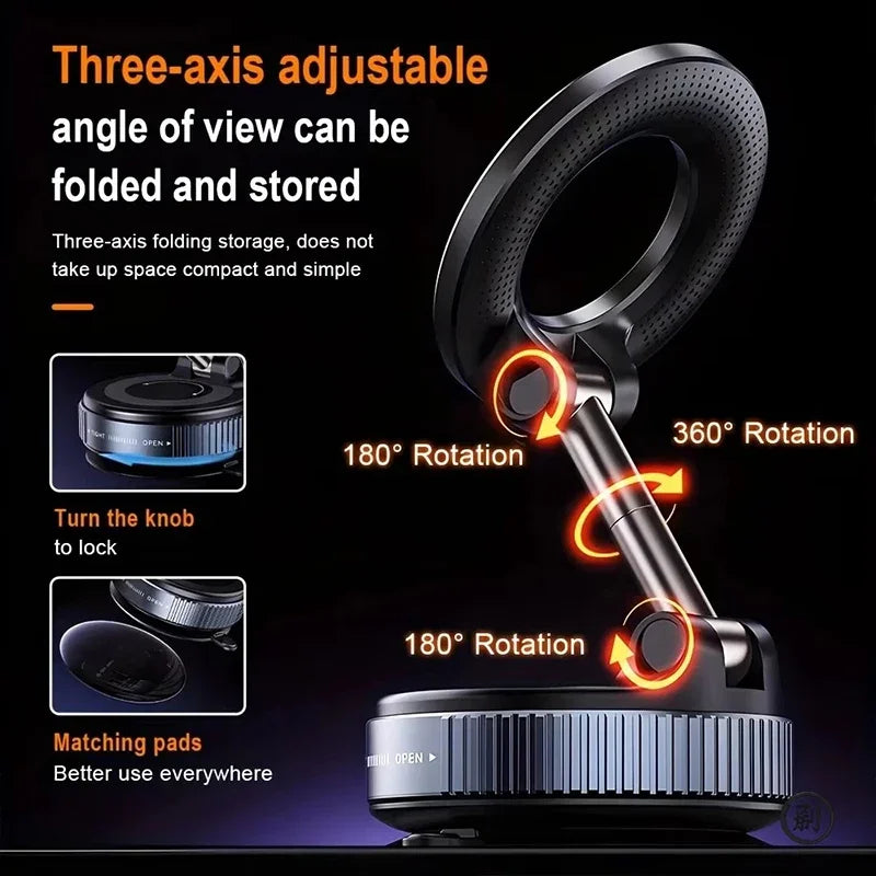 Car Bracket Vacuum Magnet Upgraded Version Multi-angles Adjustment Strong Magnetic Suck Foldable Car Navigation Phone Holder New