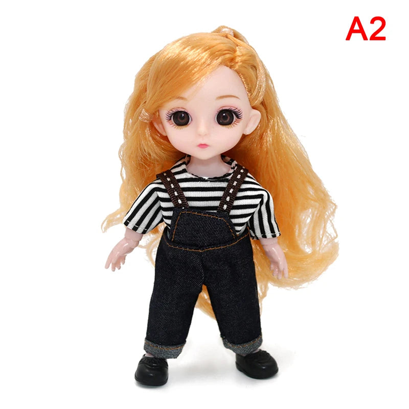 BJD 16CM Doll 13 Movable Joints Casual Fashion Princess Clothes Suit Accessories Nude Decoration Multicolor Hair Girl Gift Toy