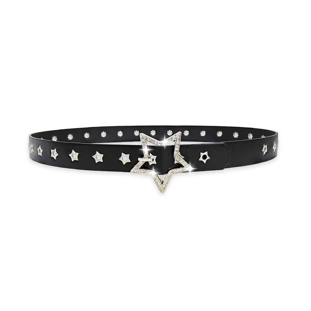 Fashion Punk style star buckle decorative belt with multiple holes small star shaped eyes multifunctional Jeans belt For Women