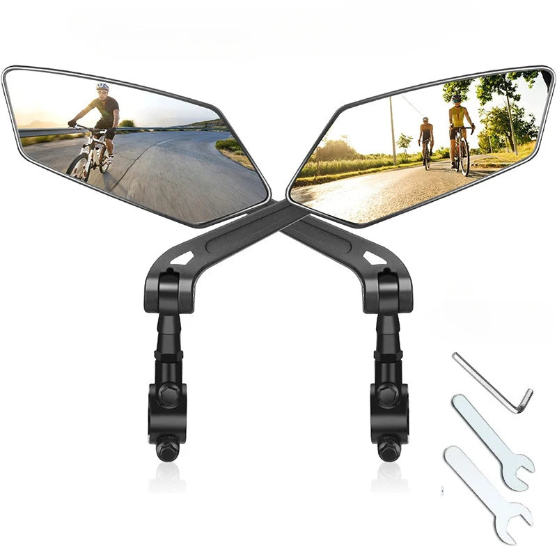 DOMEN Bicycle Rearview Wide-Angle Mirror Cycling 360° Rotate Road Bike Handlebar Rear View Mirrors Bike Accessories