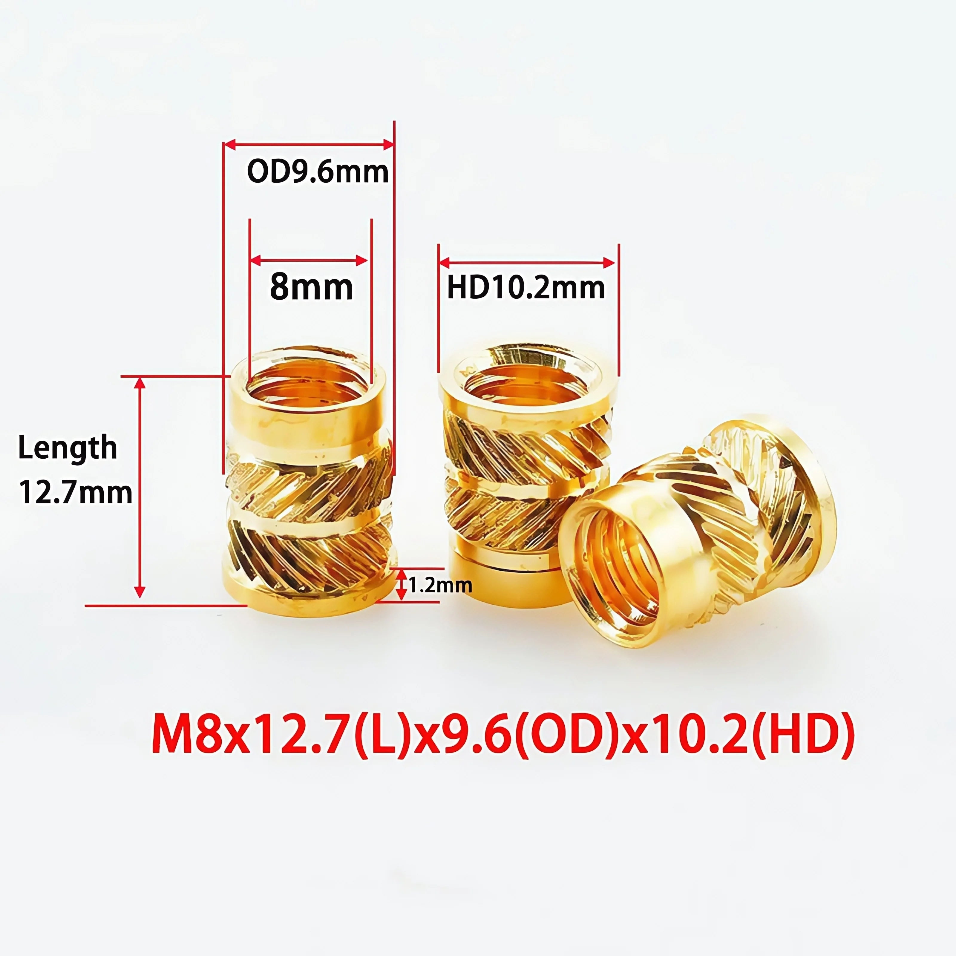 Brass Heat Insert Nut M2 M3 M4 M5 M6 M8 Hot Melt Flange Thread Knurled T-type Copper 3D Printing Injection Embedment Molding Nut