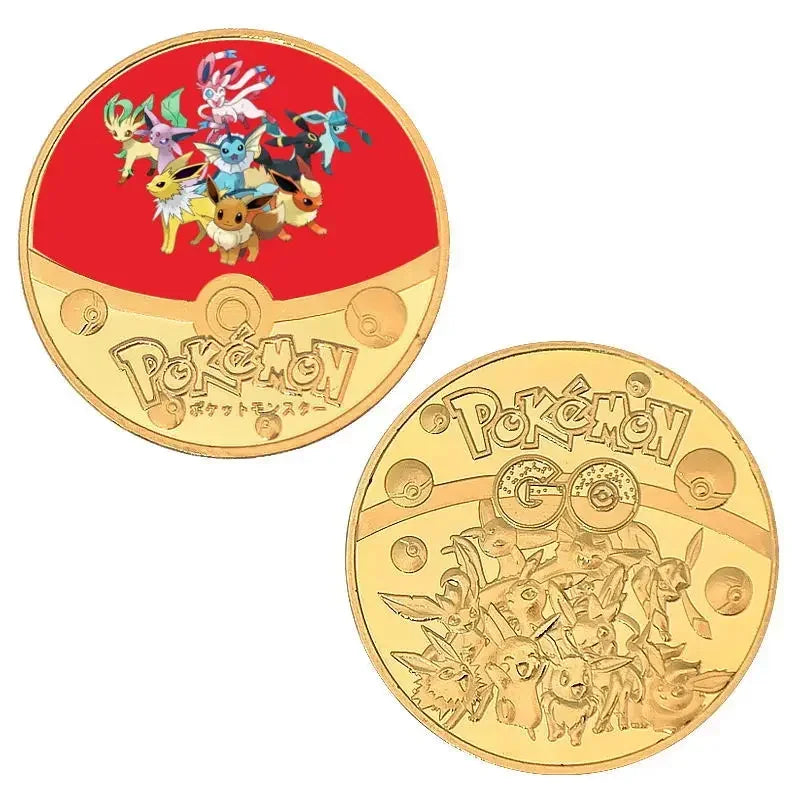 Anime Gold Plated Gold Coin Game Commemorative Coin Pikachu Mewtwo Charizard Gold Coin Game Collection childrens gift