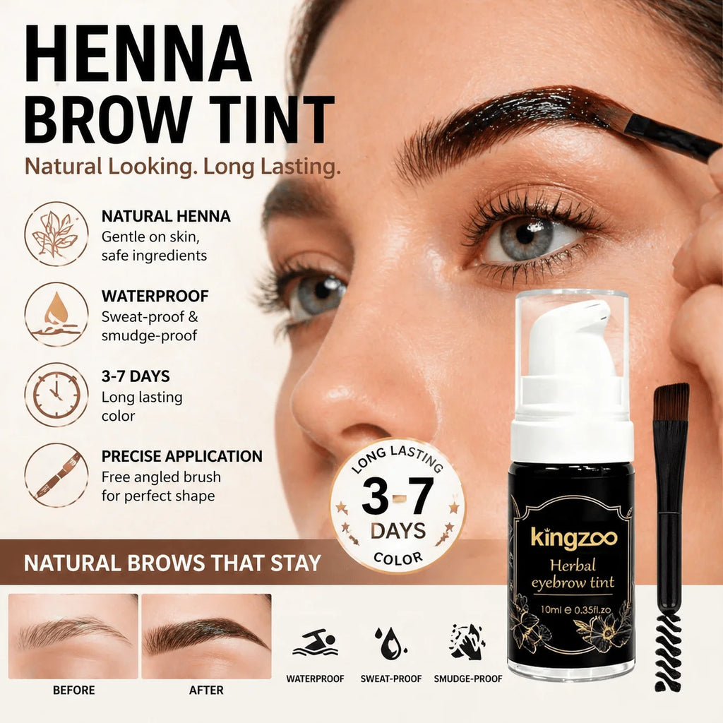 Professional Henna Brow Tint Kit Black Brown Waterproof & Long Lasting Eyebrow Dye for Home Use Natural Looking Brow Enhancer
