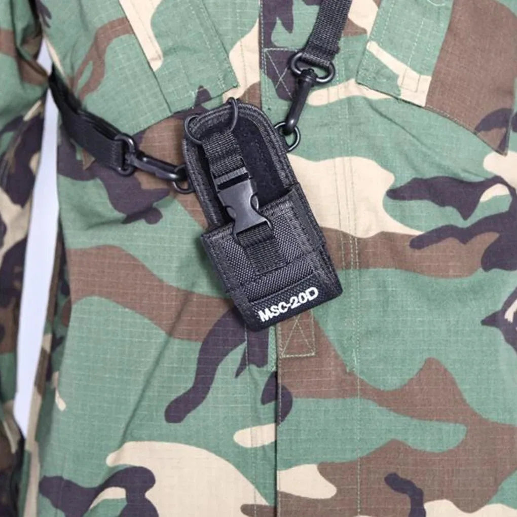 Nylon Walkie Talkie Holder Pouch Bag Two Way Radio Case with Adajustable Shoulder Strap for Baofeng