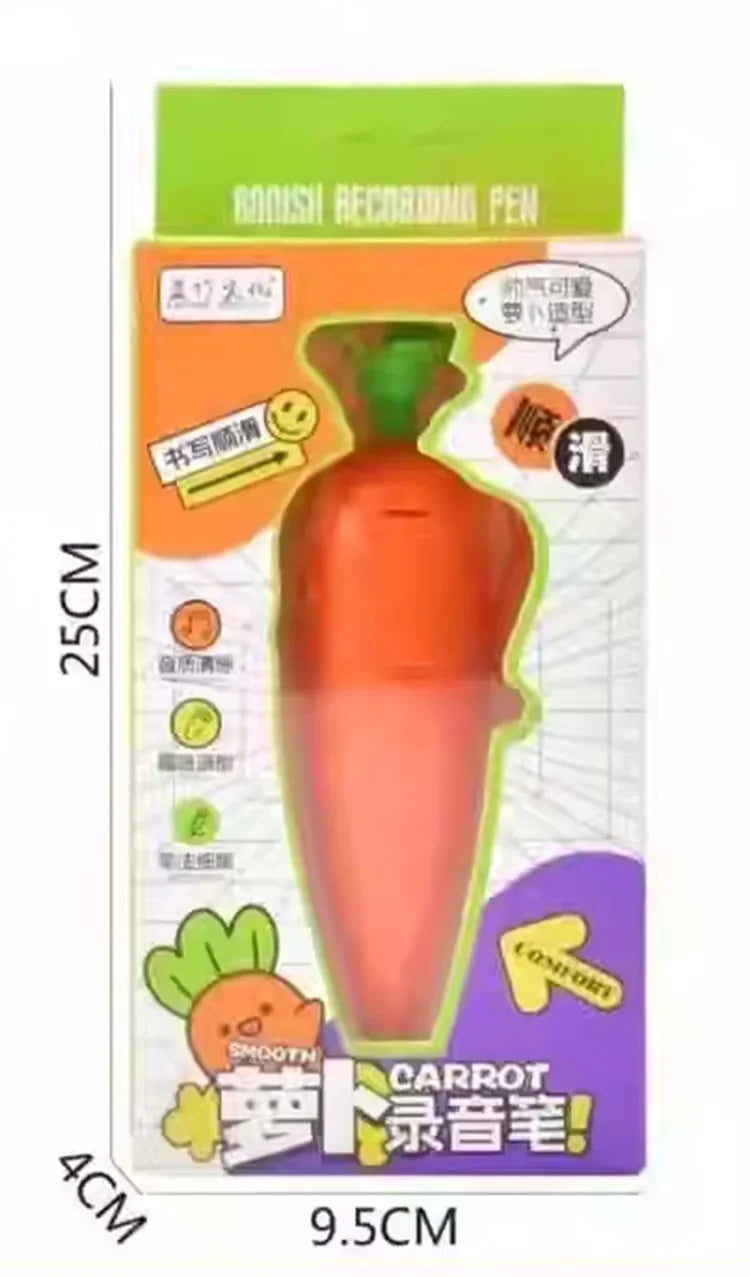 New Hot Sale Cute Carrot Voice Recorder Toy Ballpoint Pen 2 in 1 Multifunctional Writing Tool