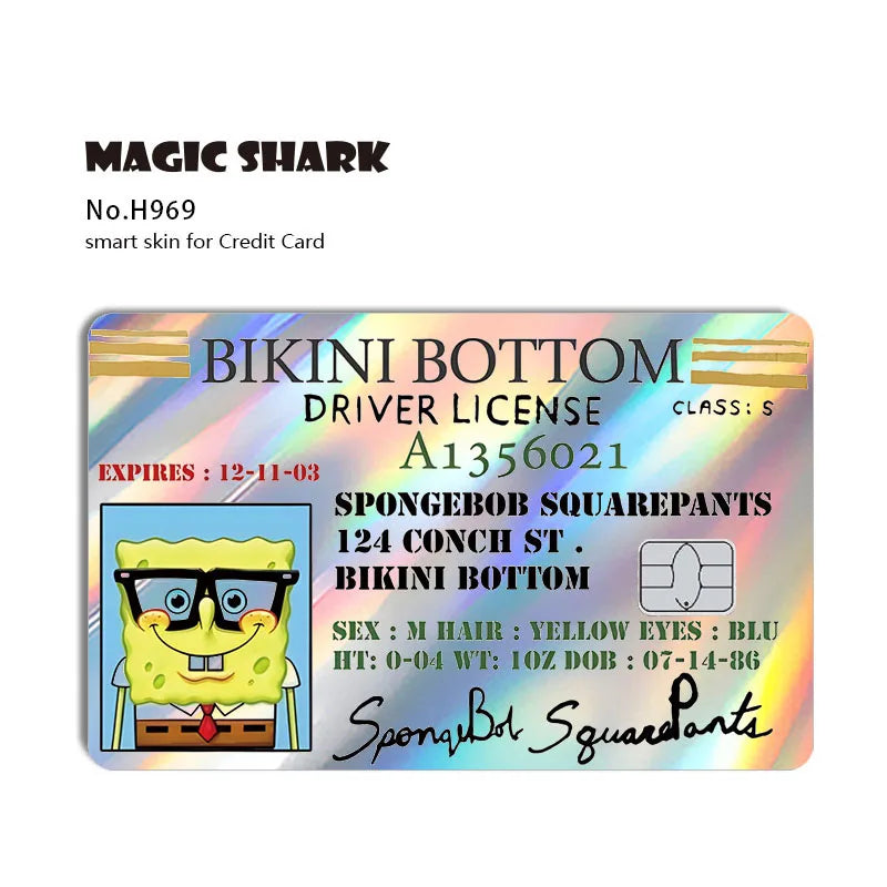 Magic Shark 2026 New Arrival Funny Cute Cartoon Holographic Sticker Laser Film Shinny Skin for Debit Credit Bank Card
