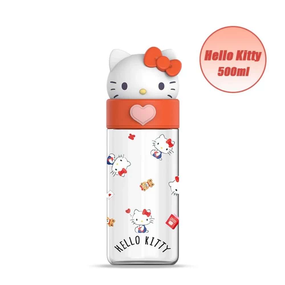 500ml Kawaii Sanrio Dolls Transparent Cup Cartoon Hello Kitty Kuromi Cinnamoroll Melody Plastic Water Bottle Gifts