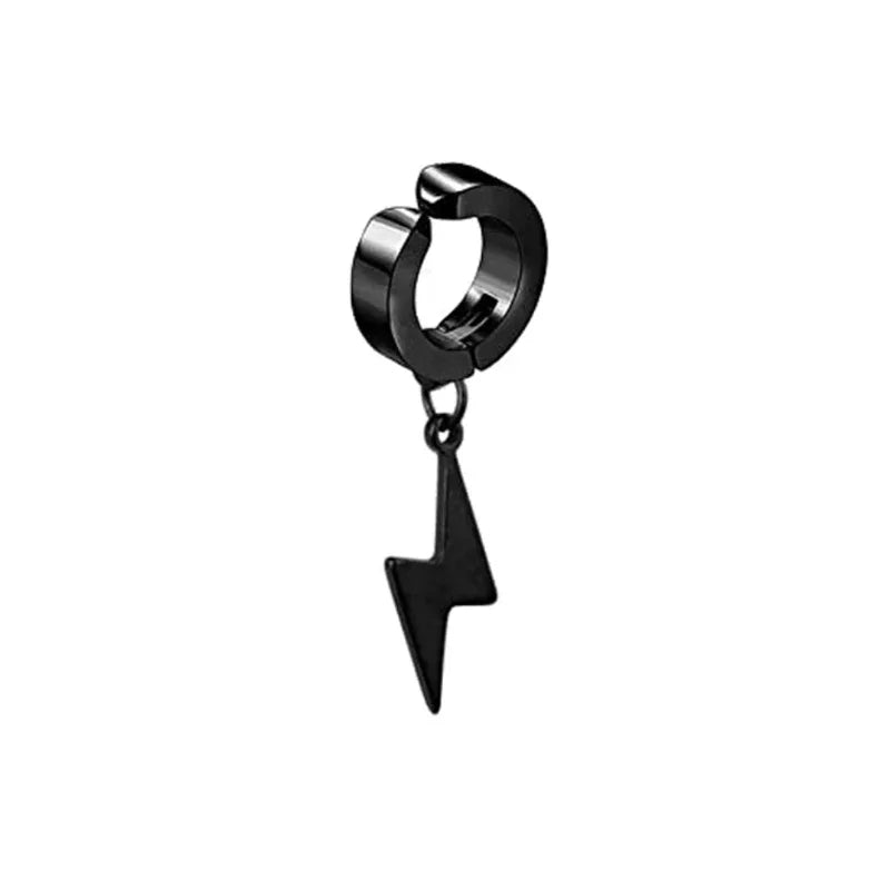1 Pcs Clip On Hoop Earrings For Men Women Stainless Steel Fake Non Piercing Magnetic Dangle Earring Black Huggie Hoop