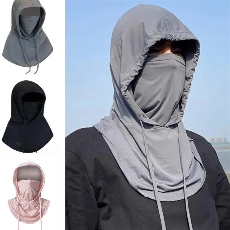 Summer Ice Silk Full Face Sun Protection Hat Face Mask Outdoor Hiking and Camping UV Protection Hat Neck Unisex Protection Hat
