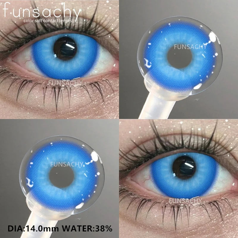 FUNSACHY 1Pair Colorful Cosplay Contact Lenses for Eyes Colored Fashion Pink Contacts Lens Green Cosmetic Pupil Yearly Red Lens