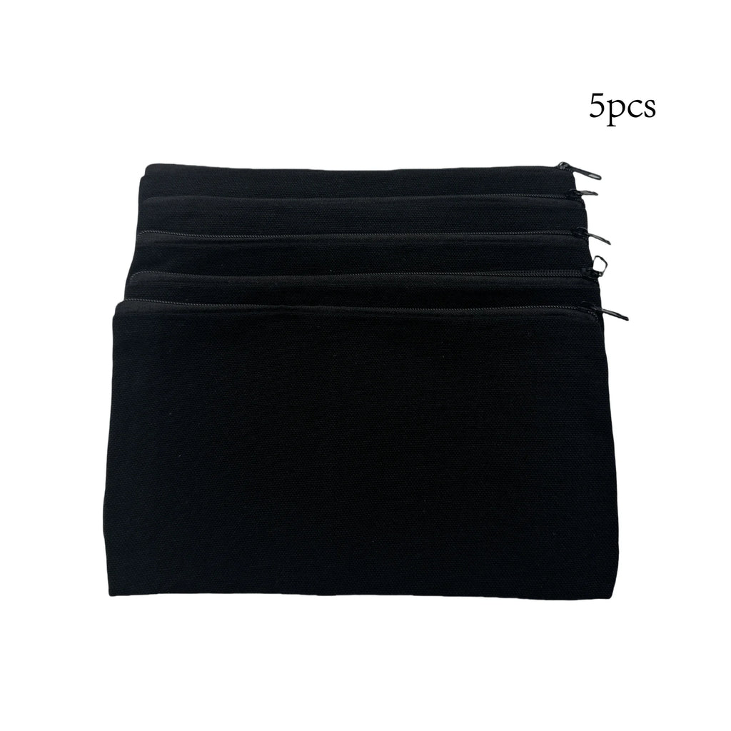 5pcs Blank Canvas Zipper Pouch Bulk, Makeup Bag Pencil Case For Cosmetic & DIY Crafts, Independence Day