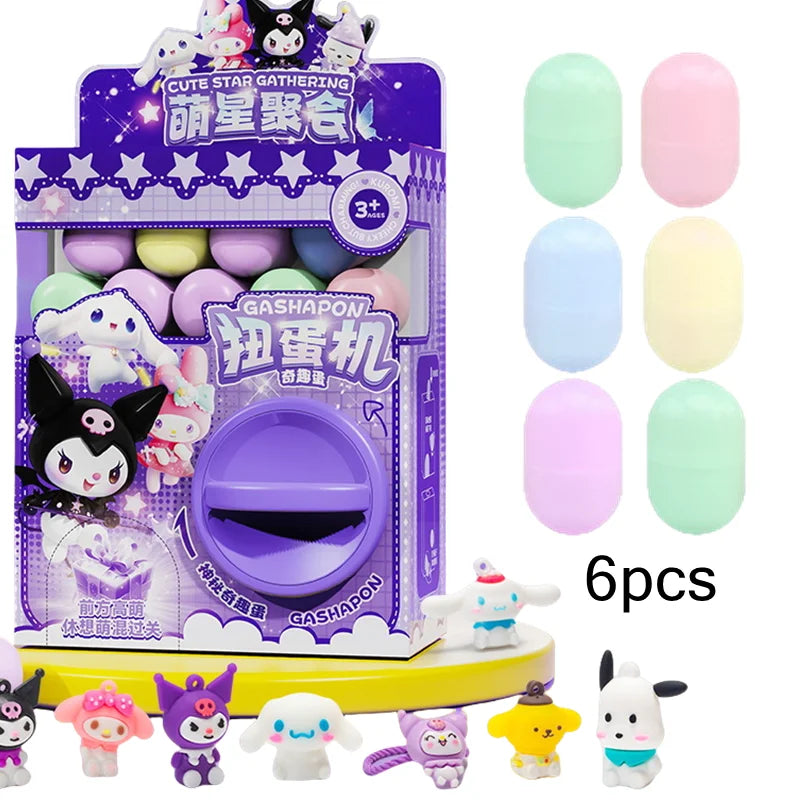 Kulomi Hello Kitty Action Figure DIY Egg Twisting Machine Surprise Mini Claw Doll Game Machine Blind Box Toys Children Gifts