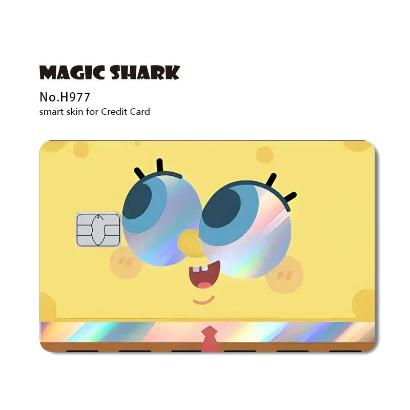 Magic Shark 2026 New Arrival Funny Cute Cartoon Holographic Sticker Laser Film Shinny Skin for Debit Credit Bank Card