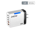 5 in 1 GaN USB C Desktop Charger 240W Fast Charge Phone Adapter braid Type C Cable For iPhone Samsung Xiaomi EU/US Plug Charger
