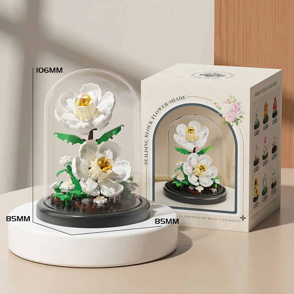 MOC Eternal Bouquet Rose Building Blocks Flower Building 3D Set DIY Eternal Bouquet Display Box Brick Toy for Home Office Decor