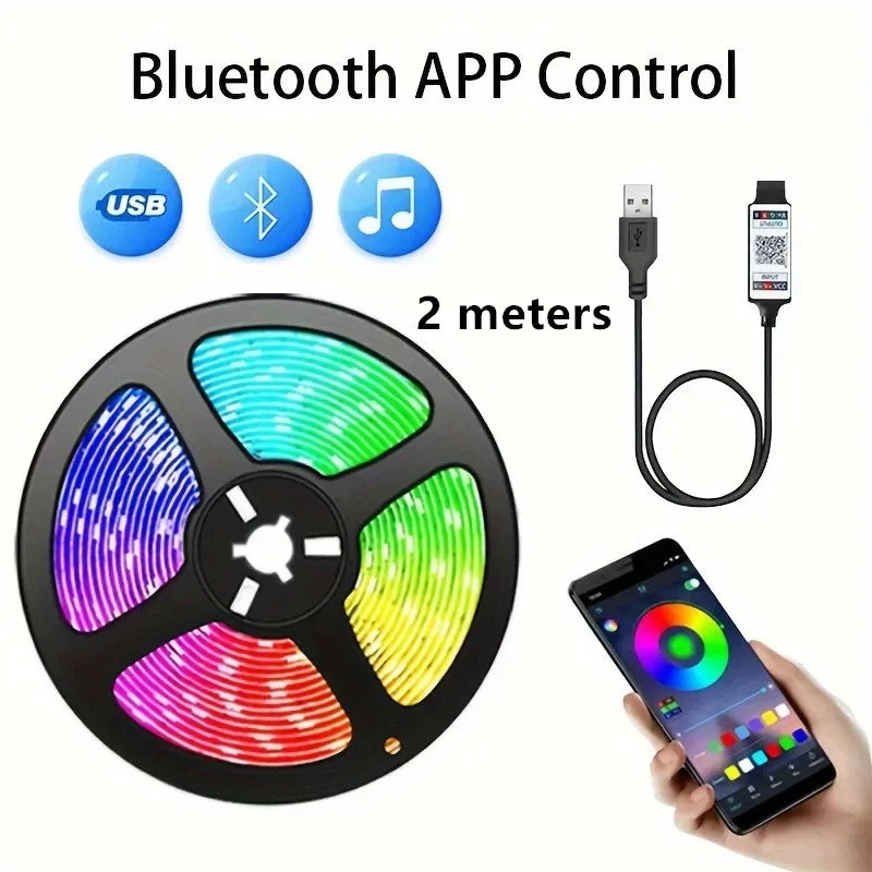 USB LED Strip Lights APP Control Color Changing 5050 RGB LED Light Flexible Lamp Tape for Room Decoration TV Backlight Diode