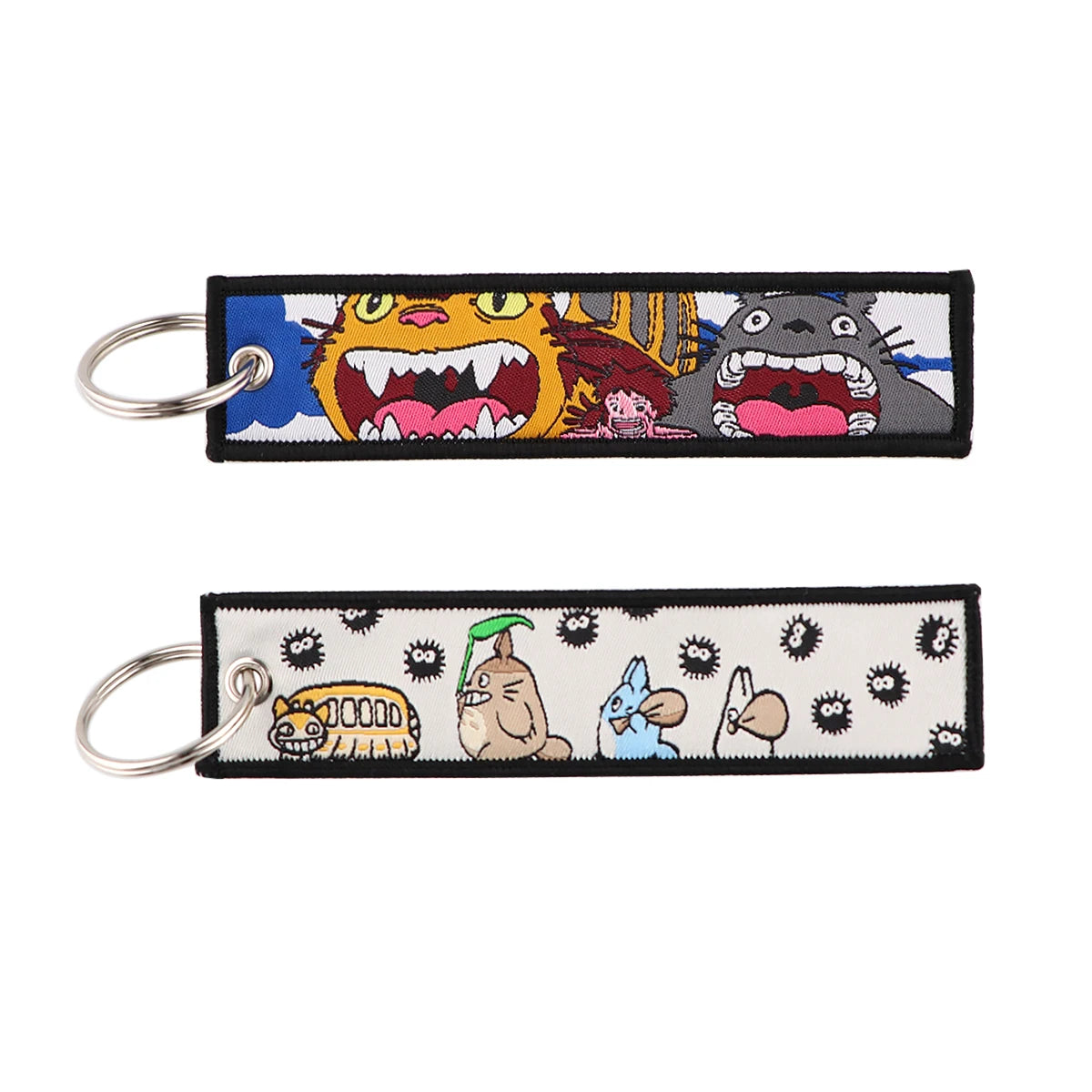 Anime Movie Embroidery Key Fobs White Dragon Key Tags Keychains for Motorcycles Cars Keyring Cosplay Accessories Fans Gifts