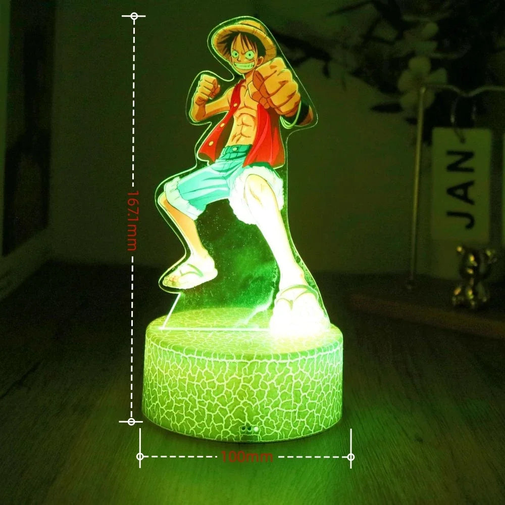 Actions Figure One Piece Luffy Zoro Anime Figures 3D Lamp PVC Action Collection Model Toys LED Night Light Kid Christmas Gift