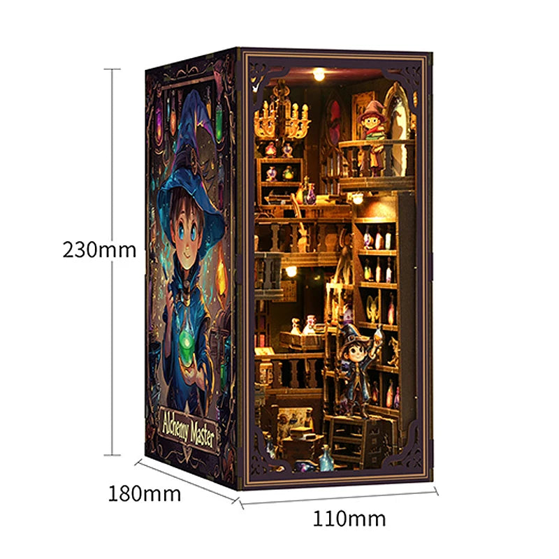 DIY Wooden Book Nook Insert Kit Doll Houses Building Toys Bookends Bookshelf Decor DollHouses Toys For Kids Xmas Gifts