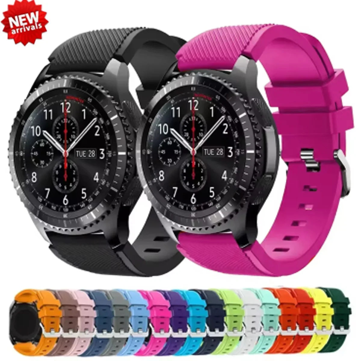 20mm 22mm Band for Samsung Galaxy Watch 7/5/6/4/3/46mm/active2/Gear s3 Frontier/Sport silicone bracelet Huawei GT 4/3/2/2E strap
