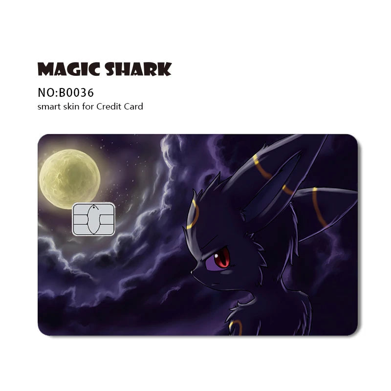Maigc Shark Cute Pokemons Mewtwo Eevee Pikachu Gengar Sticker Film Cover for Debit Credit Card No Fade