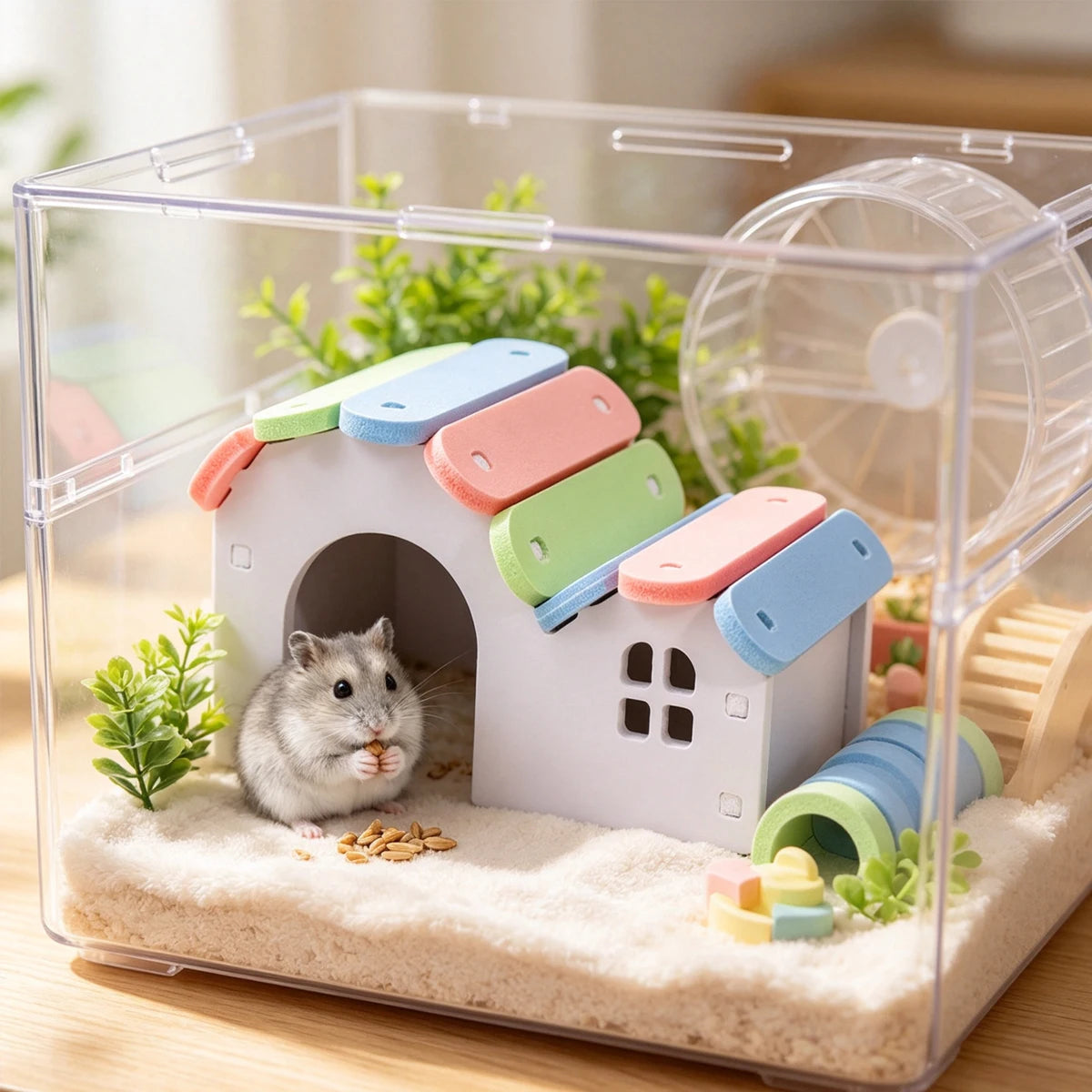 Hamster House Houses for Hamsters Rats Accessories Guinea Pig Cottage Things Kennel Pet Supplies Hideout Large Casa Accessory