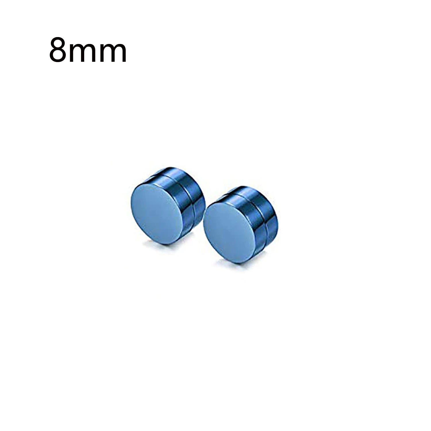 1 Pair 6-12mm Black Stainless Steel Hypoallergenic Magnetic Fake Gauges Earring Studs for Men Women Non Pierced Earrings