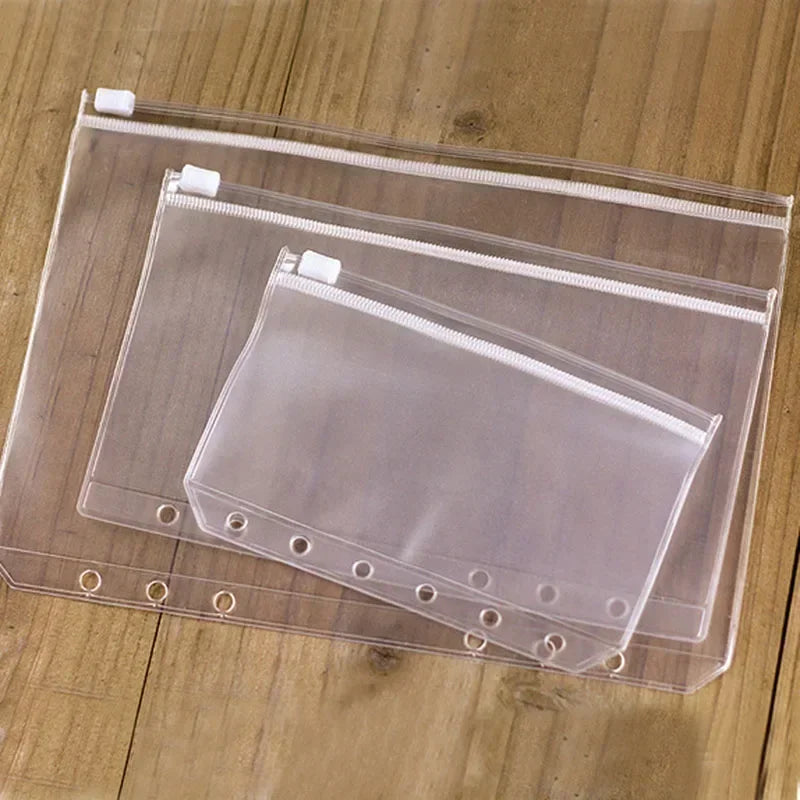 10Pcs  A5 A6 A7 Binder Pocket Binder Zipper Folders for 6 Ring Notebook Divider Page Waterproof PVC Leaf Document Filing Bag