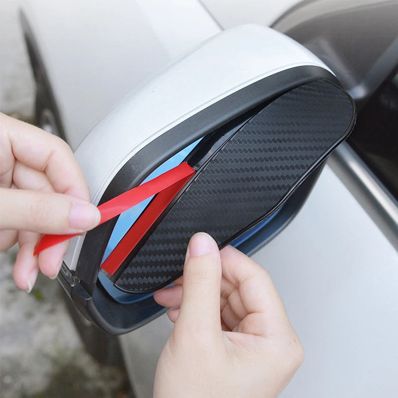 2Pcs Carbon Fiber Car Rearview Mirror Rain Shield Eyebrow Flexible Car Rearview Mirror Rain Shield Protector Eyebrow Rain Cover