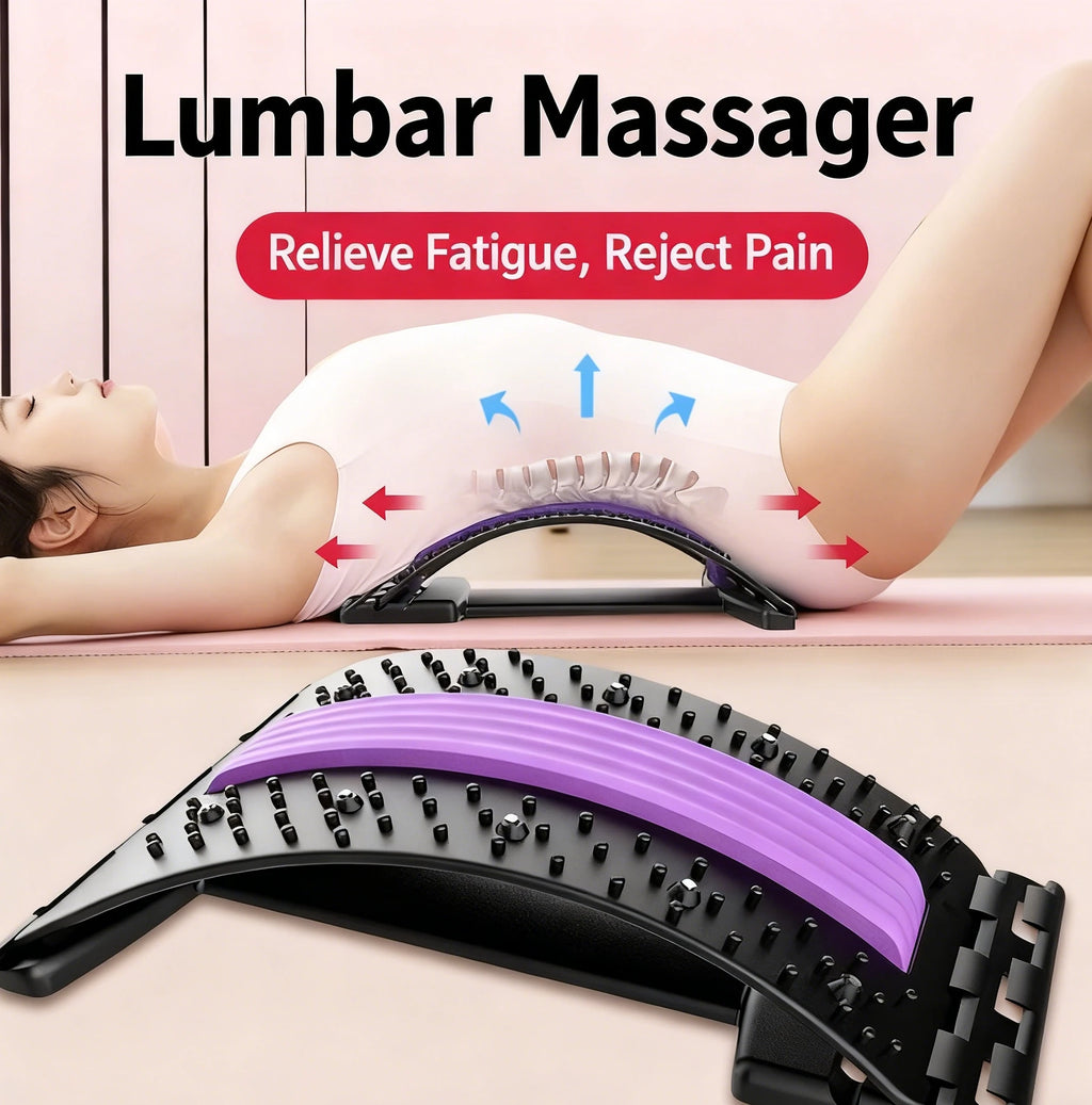 Lumbar Back Stretcher Massager, Spine Pain Relief Vertebral Relaxer for Lower Back Traction & Waist Correction