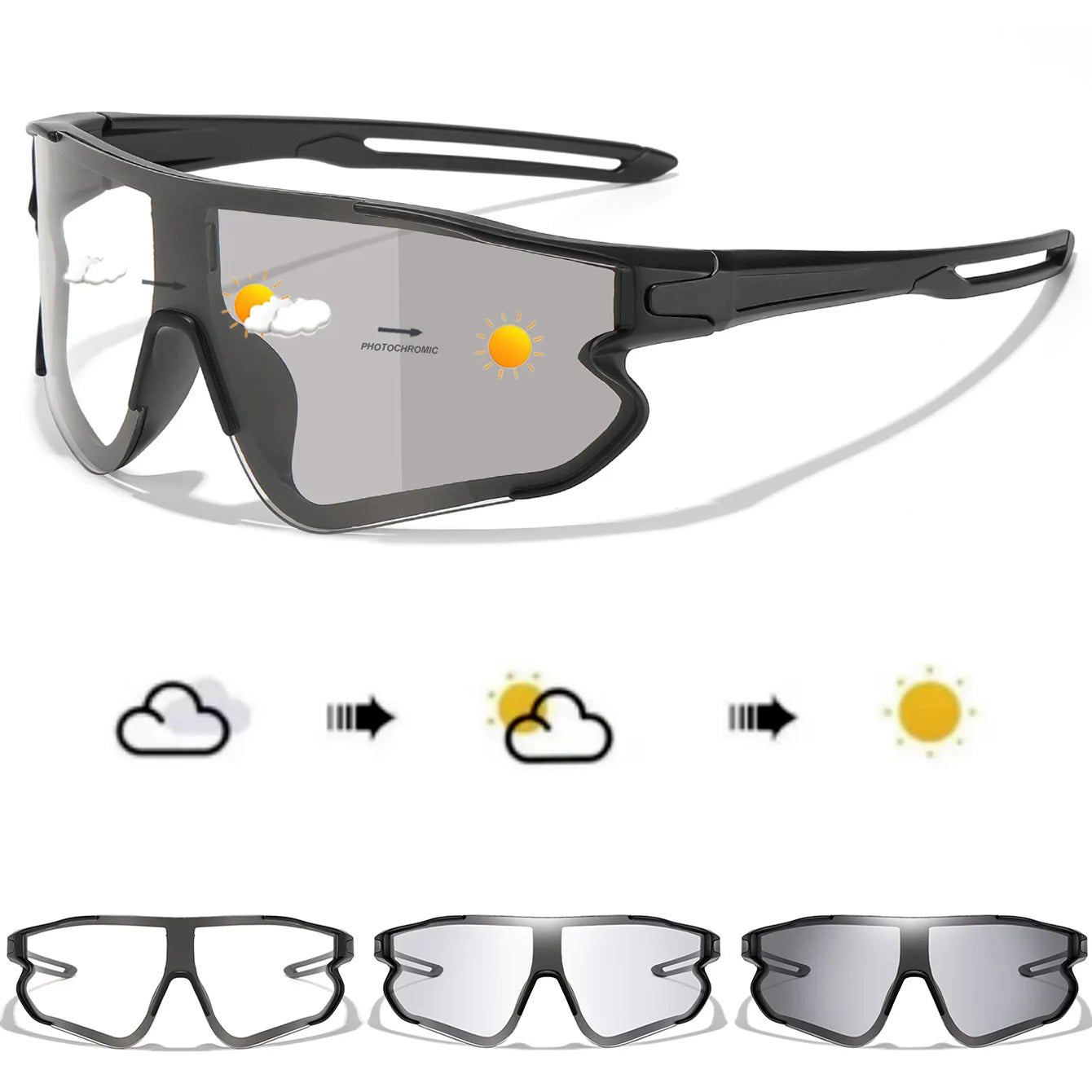 New Style Brand Photochromic Eyewear Men Women Bicycle MTB Bike Running Fishing Cycling Glasses Comfortable Windproof Goggles