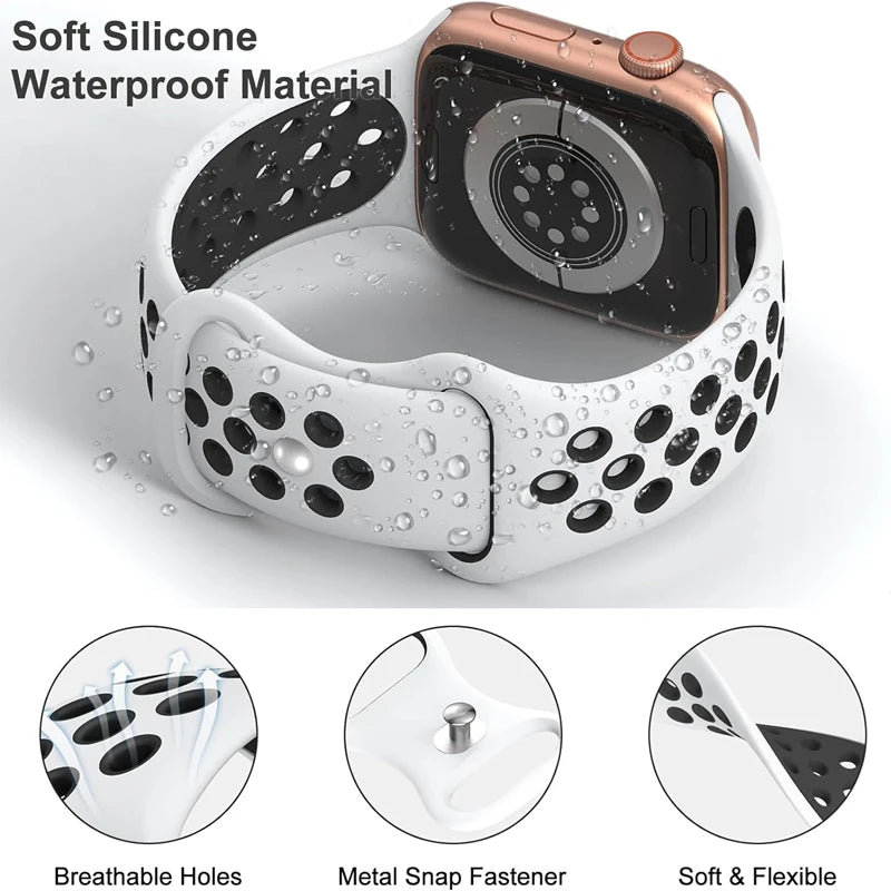 Original Sport Strap for Apple Watch Band 46mm 49mm 45mm 44mm 38 42mm Colored Particles Rubber Band IWatch Ultra 10 9 8 7 6 5 SE