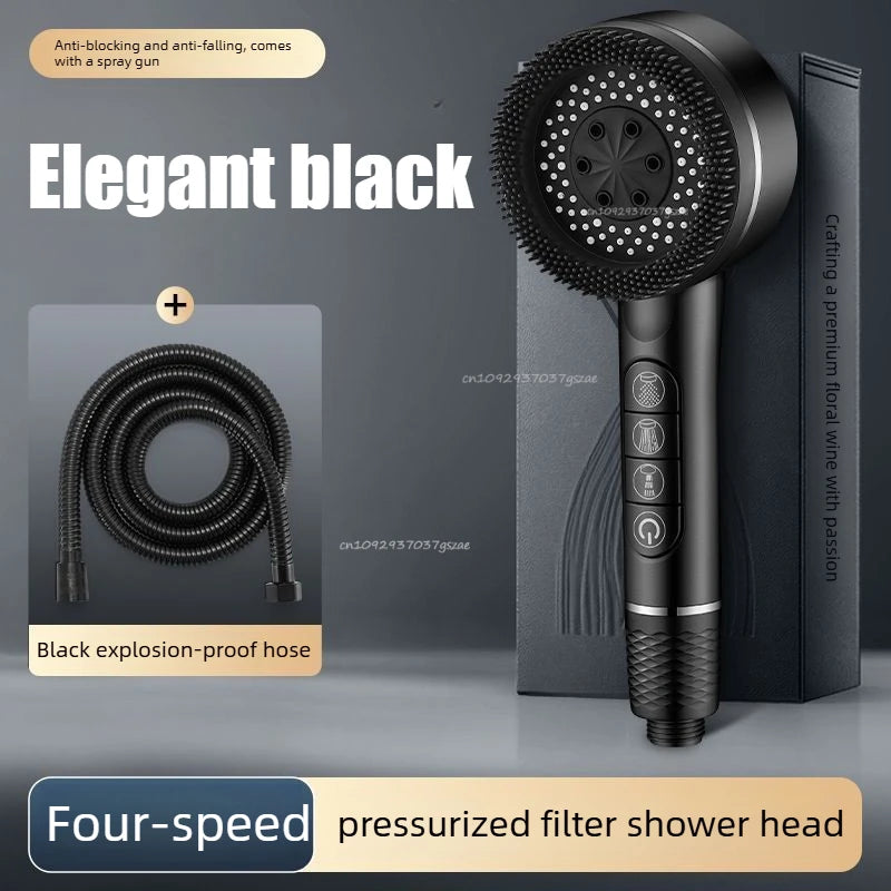 Filtered Supercharged Shower Head Four-speed Adjustment With Water Seal Multi-functional Home Shower Bathroom Accessories