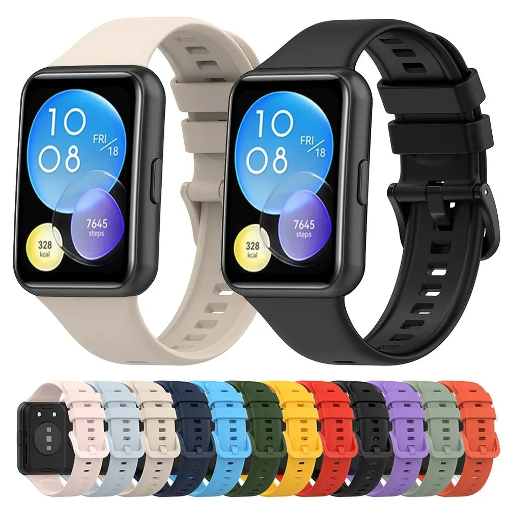 Silicone Strap For Huawei Watch Fit 2 Watch Band Bracelet Replacement Accessories + Transparent TPU Protective Case