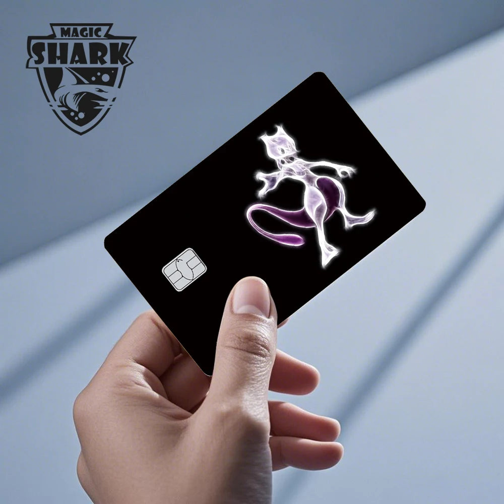 Maigc Shark Cute Pokemons Mewtwo Eevee Pikachu Gengar Sticker Film Cover for Debit Credit Card No Fade