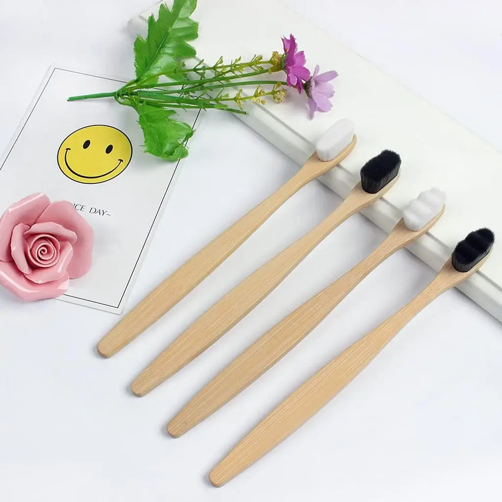 New 4Pcs Soft Bamboo Micro-Nano Toothbrushes, Extra Soft Toothbrush with 20000 Bristles Designed for Sensitive Gums Kids Adults