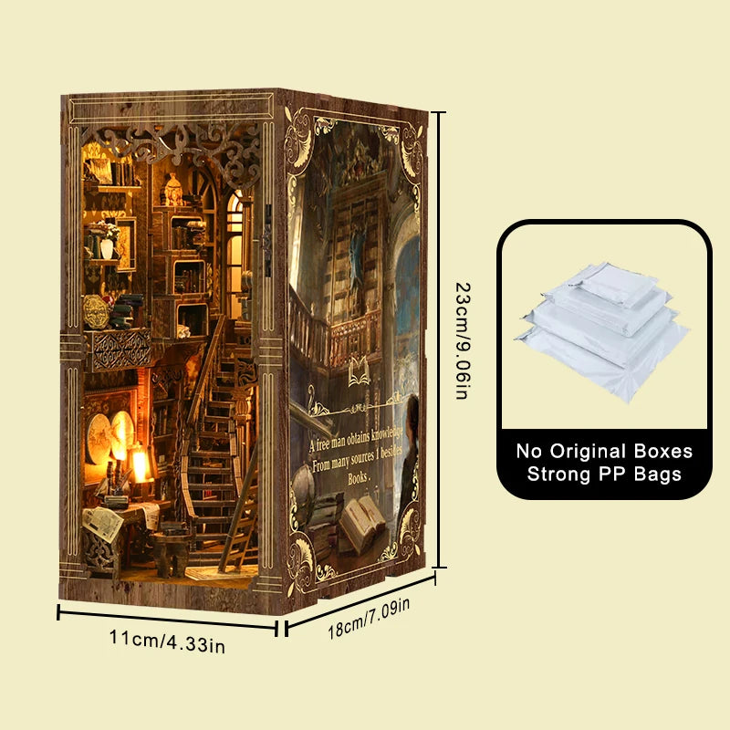 DIY Wooden Book Nook Insert Kit Doll Houses Building Toys Bookends Bookshelf Decor DollHouses Toys For Kids Xmas Gifts