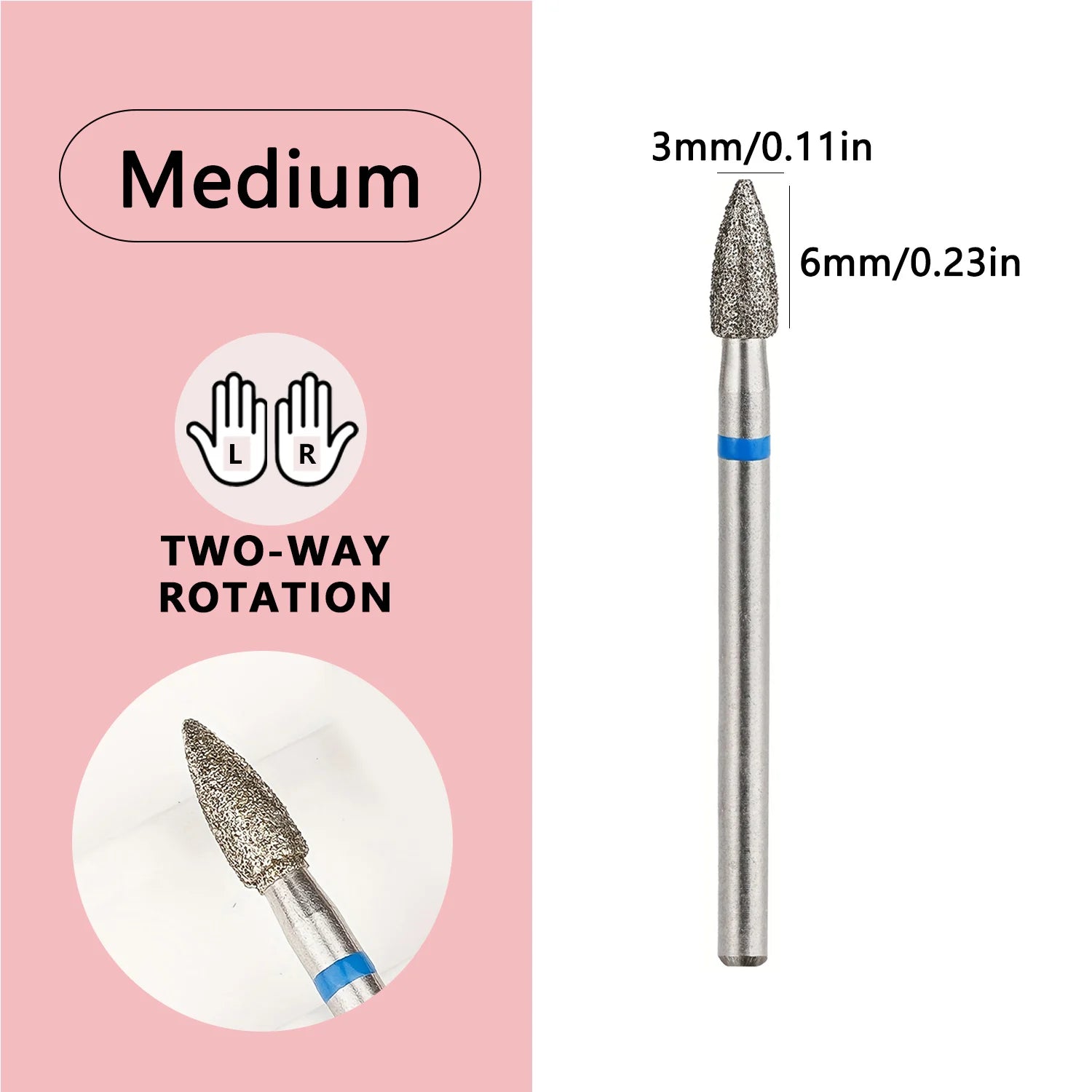 10pcs/set 3mm Cone Diamond Cuticle Bit Manicure Drills Nails Accessories Tools
