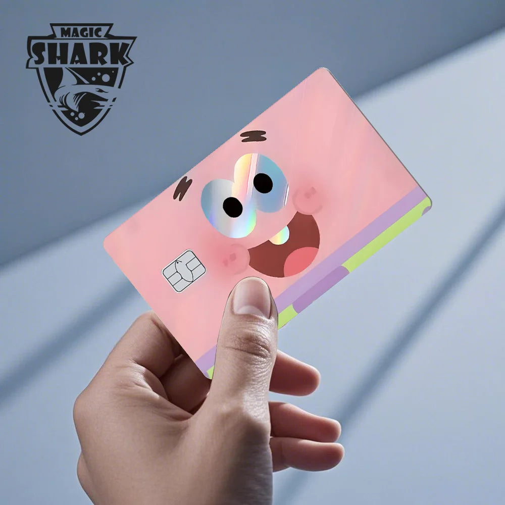 Magic Shark 2026 New Arrival Funny Cute Cartoon Holographic Sticker Laser Film Shinny Skin for Debit Credit Bank Card