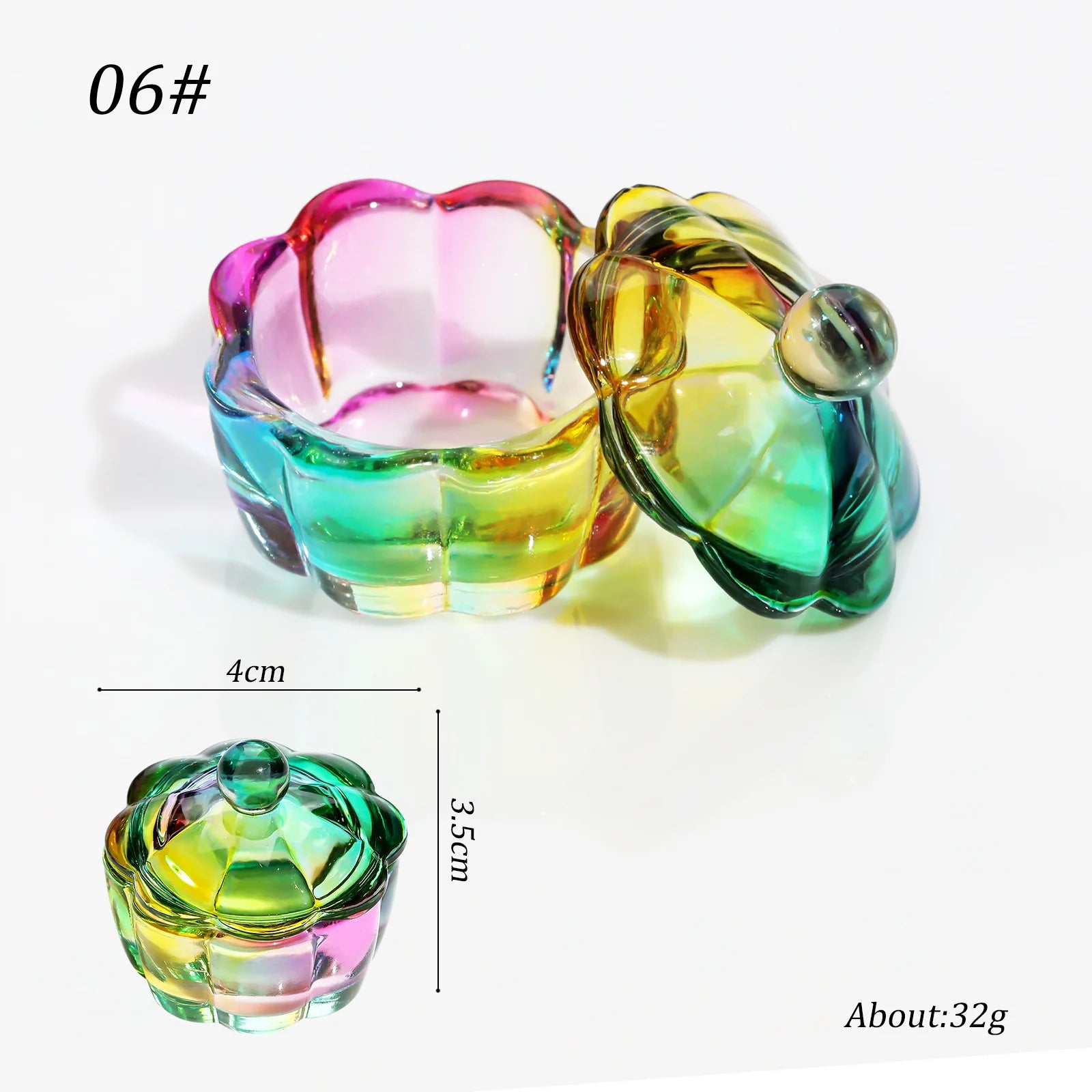 1pcs Pink Crystal Glass Dappen Dish Acrylic Powder Liquid Holder Container Heart Shape Nail Lid Cup Bowl Manicure Accessories