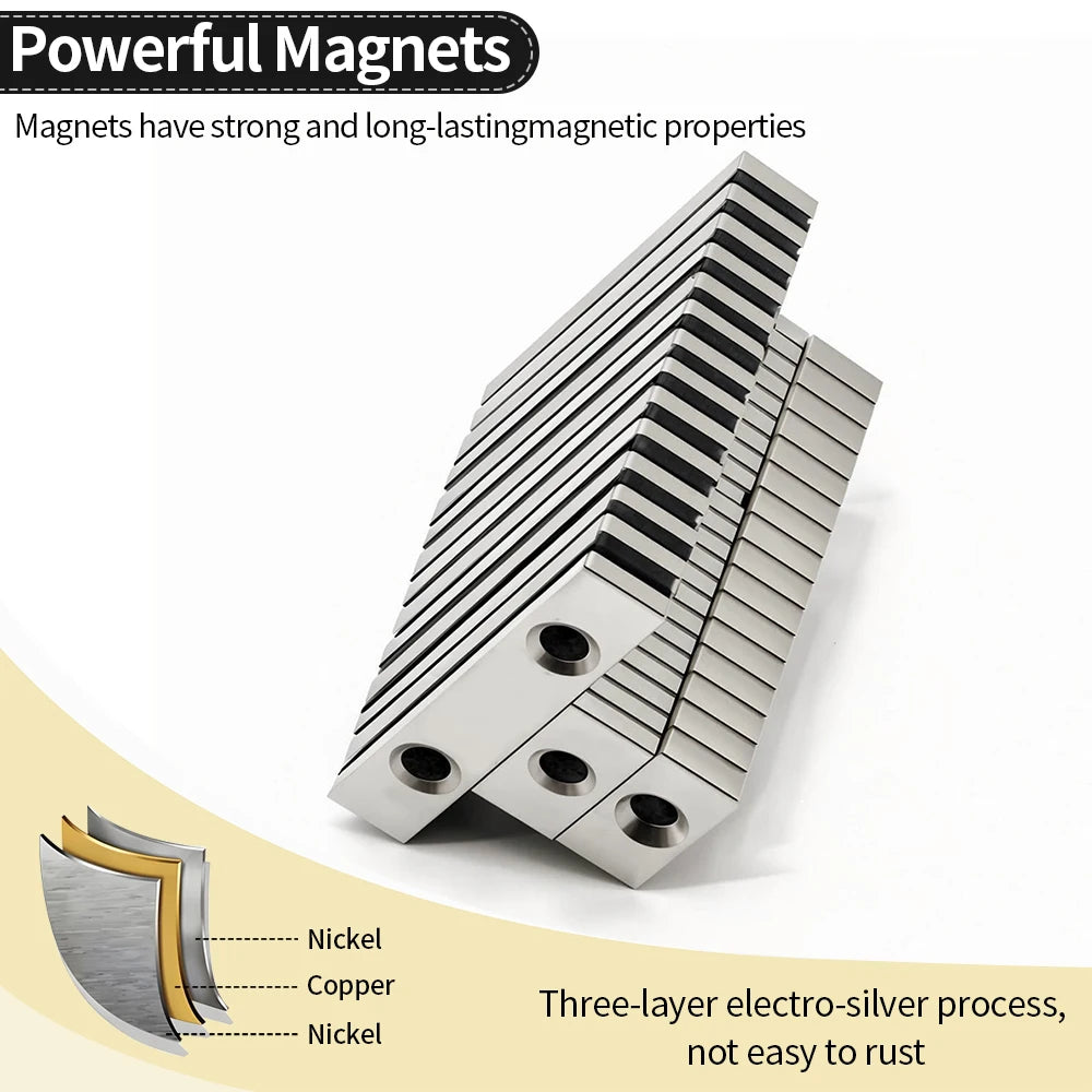 Super Strong Neodymium Magnet  N35 NdfeB Permanent Magnetic imanes Block with holes Powerful Magnets Refrigerator Magnet