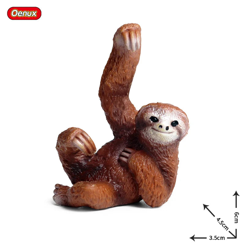 Oenux Simualtion Cute Forest Wild Animals Action Figures Owl Pangolin Manatee Rabbit Model Miniature Cake Toppers Kids Gift Toy
