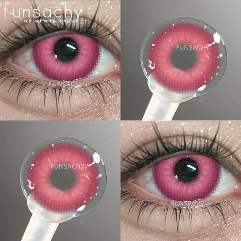 FUNSACHY 1Pair Colorful Cosplay Contact Lenses for Eyes Colored Fashion Pink Contacts Lens Green Cosmetic Pupil Yearly Red Lens