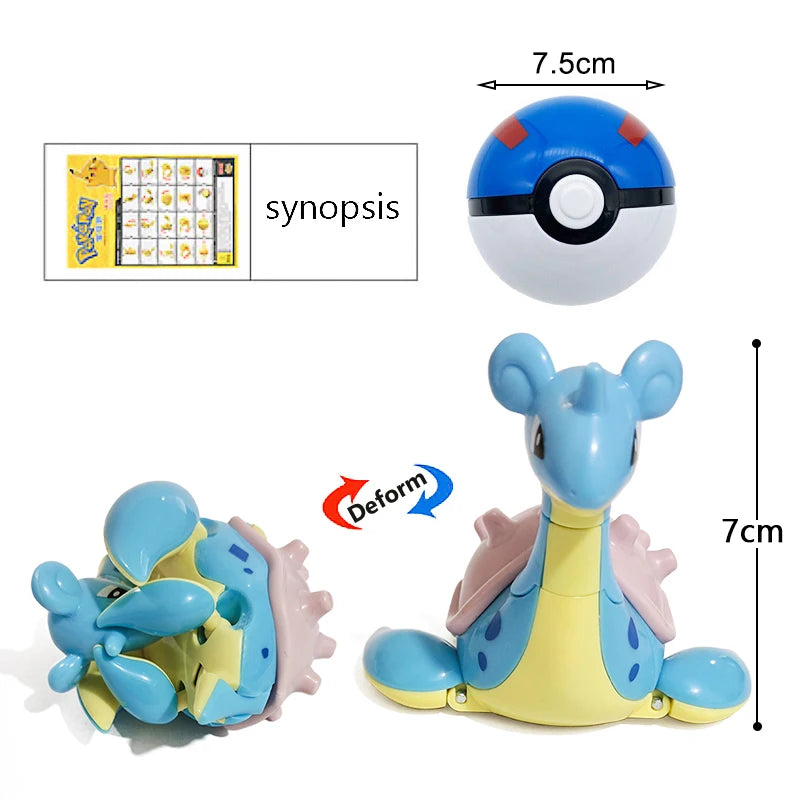 Funny Pokemon Transformation Cartoon Model Pokeball Pikachu Toys Scalable Anime Figure Dolls Model Ornaments Kids Birthday Toys