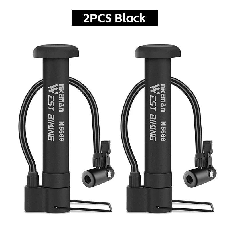 WEST BIKING MTB Bicycle Pump 80 PSI Bike Manual Air Pump Balloon Tire Inflator Schrader Valve Floor Pump Cycling Accesories