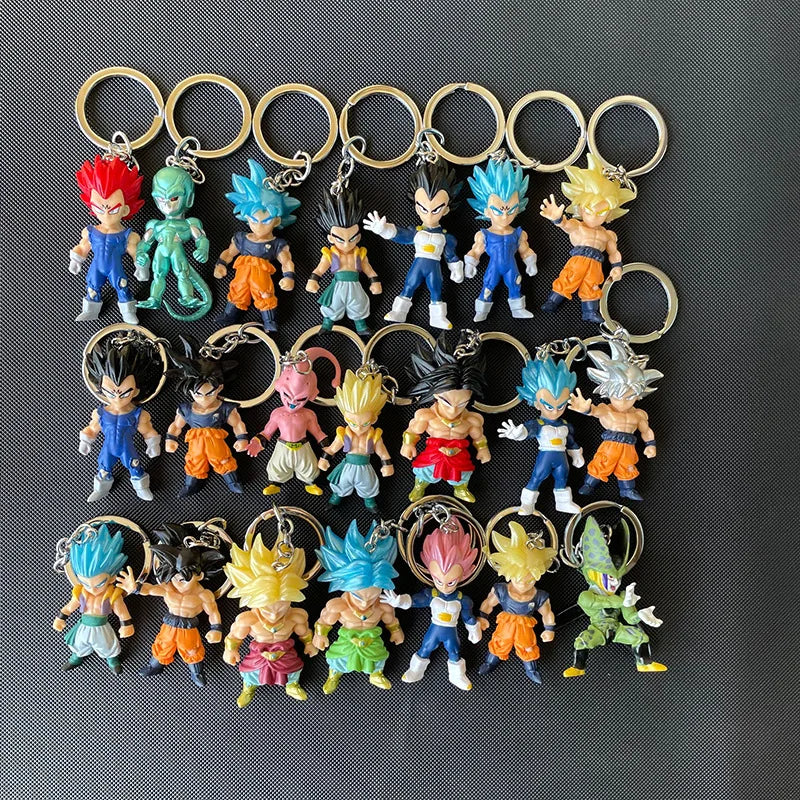 Dragon Ball Son Goku Mini Cute Kawaii Keychain Action Figure Anime Model Cartoon Bag Doll Pendant Figurine Toys Gift 1pcs Random