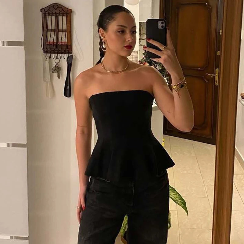 MUJER 2025 Corset Tube Tops for Women off Shoulder Crop Top Woman Sexy Backless Tank Top Women Yellow Black Bustier Tops Woman